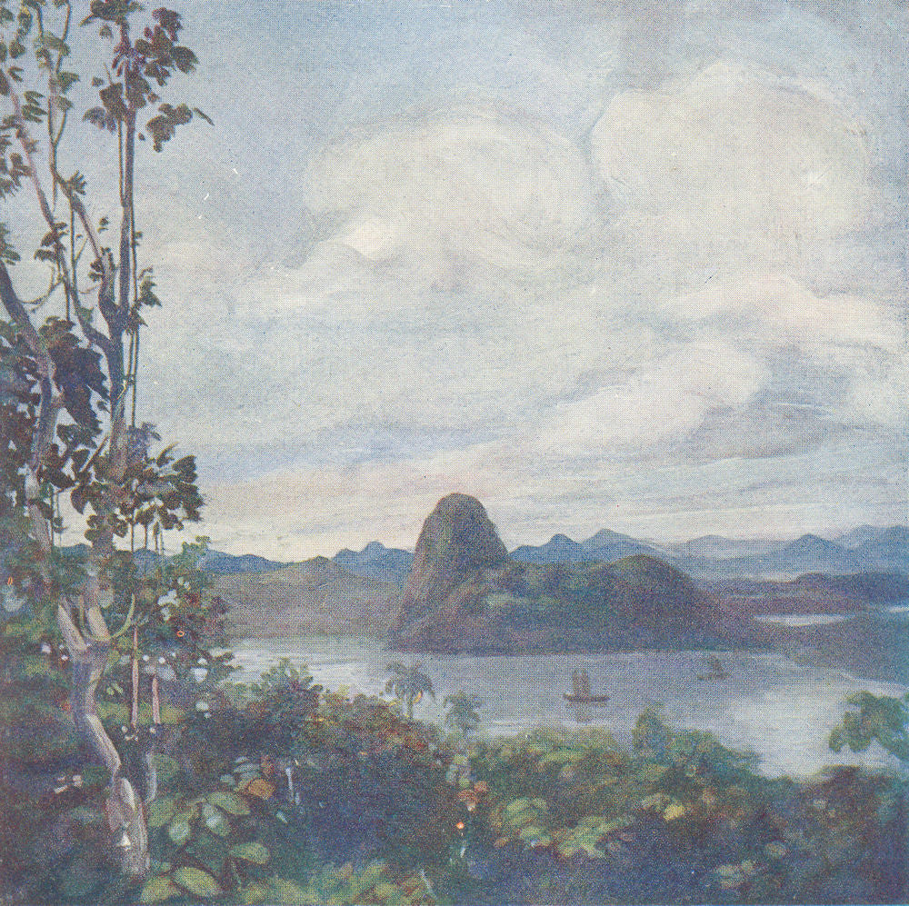 BRAZIL. A view from the Hills behind Rio 1908 old antique print picture